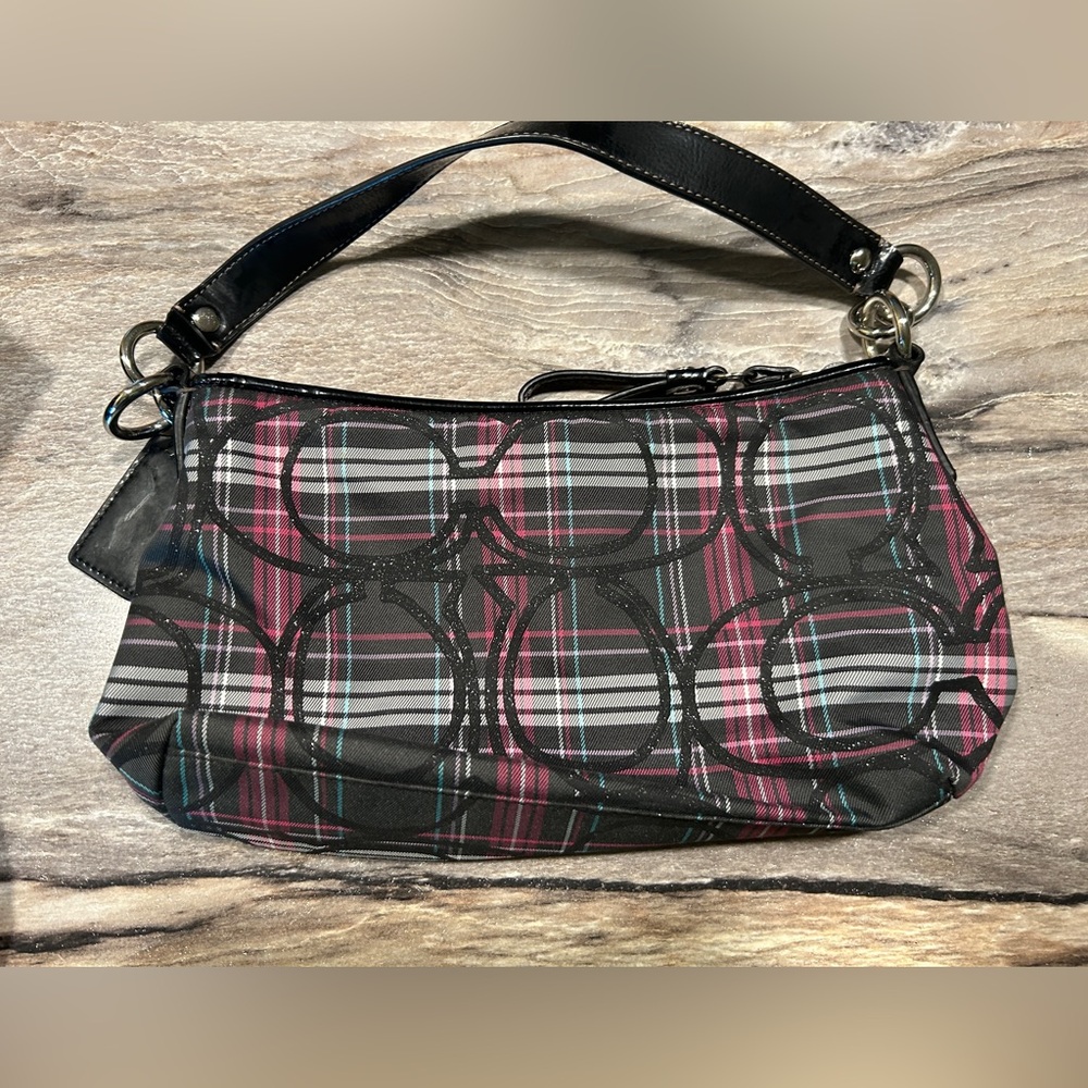 Coach Black and Pink Tartan Plaid Shoulder Bag - Picture 3 of 5